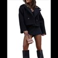 thumbnail image 1 of Abrigo Corto de Mezcla de Lana para Mujer, con Cuello de Solapa, para Oficina, Invierno, Gabardina. Negro XXL, 1 of 8