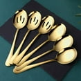 thumbnail image 2 of Gold Serving Spoons 6 Pieces, Stainless Steel Utensils with Mirror Polished,3 Spoon and 3 Slotted, 2 of 7