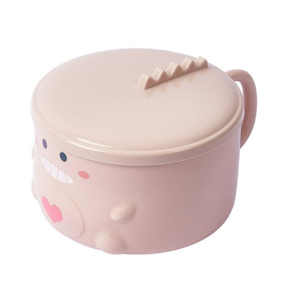 MOQIN Microwave Ramen Bowl with Handles,304 Stainless Steel Liner Bowl, Microwavable Soup Mug with Lid Large Soup Cups for Ramen Noodle Cereal for Camping Dorm RV(Dinosaur Design)