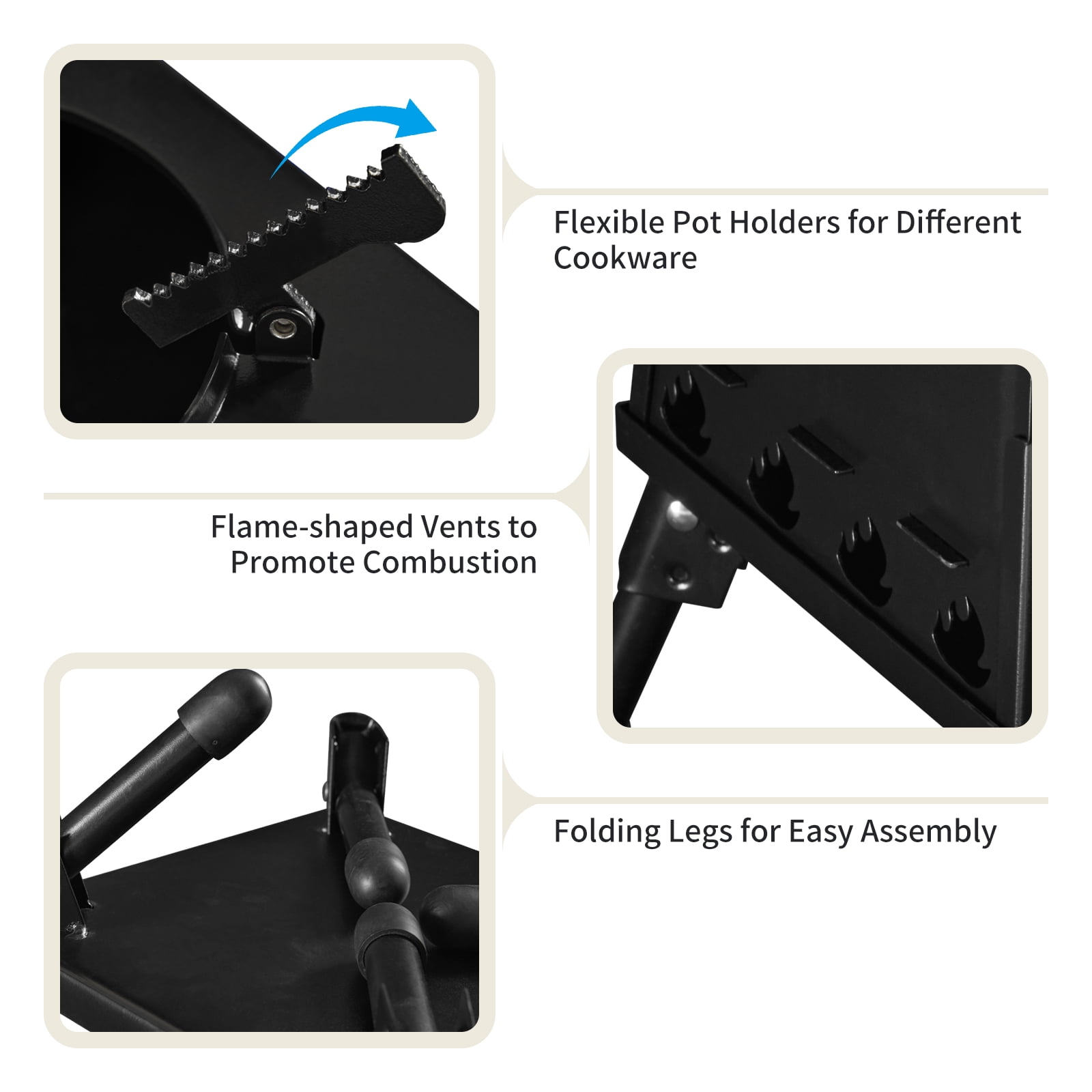 Capri Outdoor Wood Burning Stove, Portable Camping Wood Stove for Backpacking Outdoor Cooking, Easy to Carry and Assembly