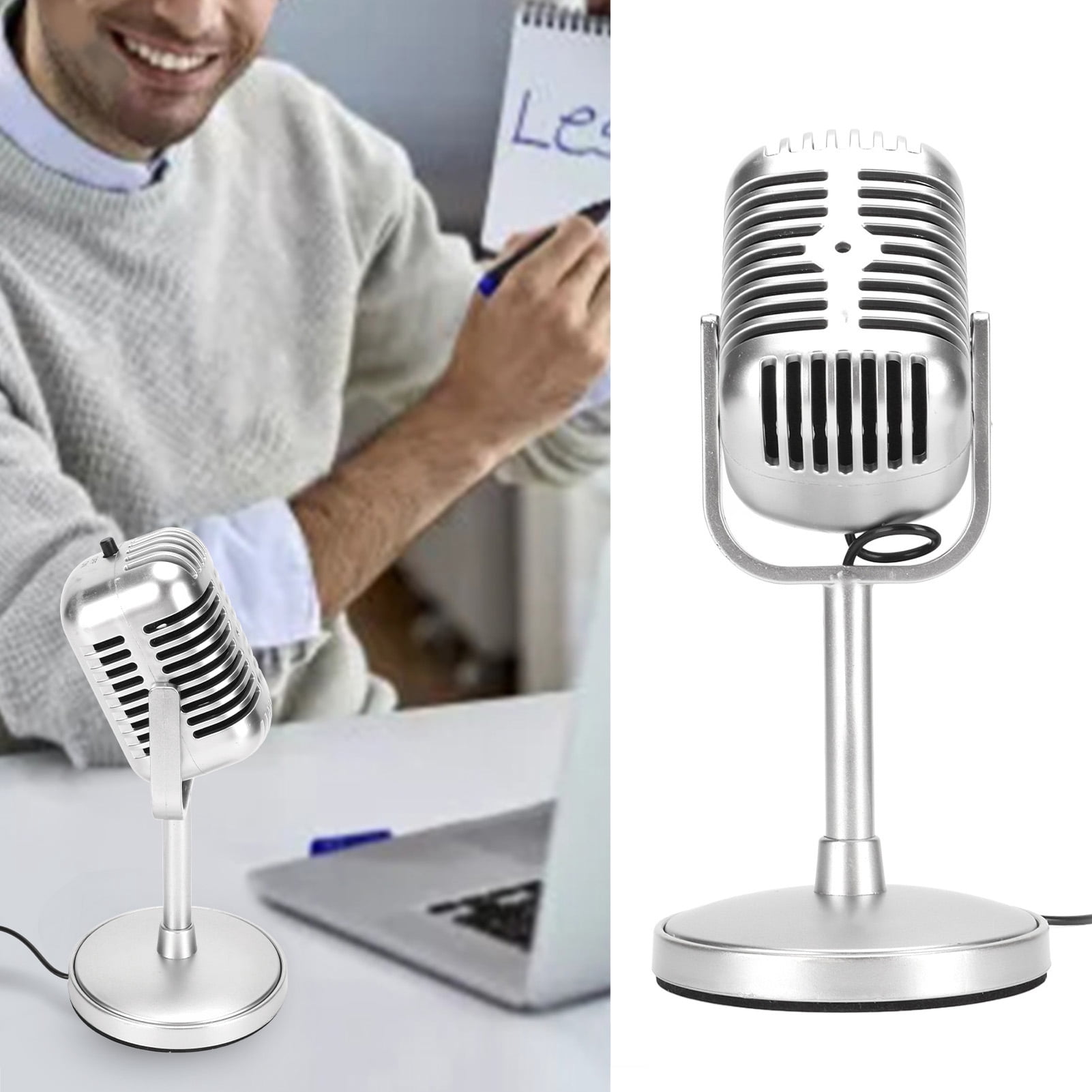 Retro Mic, Vintage Microphone Wired  Angle Clear Sound Lightweight  For Studio Recording