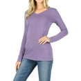 thumbnail image 4 of Women Basic Cotton Relaxed Fit V-Neck(S-3X) Long Sleeve T-Shirt Top (Single & Multi-Packs Available), 4 of 4