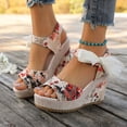 thumbnail image 2 of Women's Espadrille Wedge Sandals – Open Toe Ankle Strap Platform 4 Inchs High Heels Summer Dress Shoes, 2 of 8