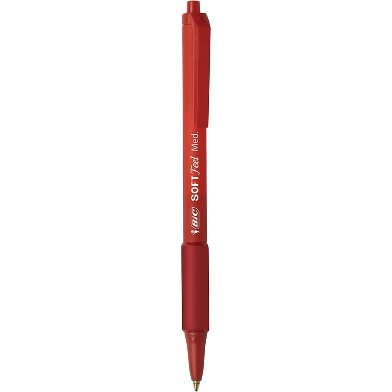 Bic 8373991 Soft Feel Ball Pen, Red, Medium Point, 12-Count 