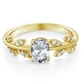 thumbnail image 3 of Gem Stone King 18K Yellow Gold Plated Silver 1.71 Ct Oval White Zirconia Greek Olive Vine Branch Engagement Ring, 3 of 7