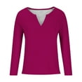 thumbnail image 4 of Turilly Women's Casual Tops Solid Color V-Neck Long Sleeved Regular Sleeve Top, 4 of 4