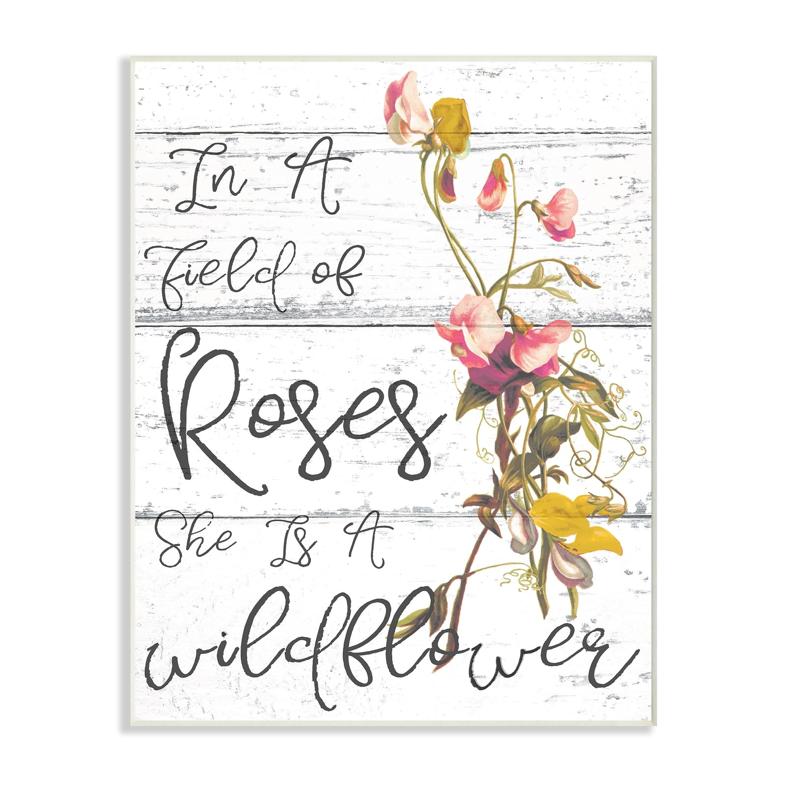 Stupell Be a Wildflower Cursive Typography Wall Plaque Art 10 x 15