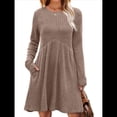 thumbnail image 2 of Vestido de Larga para Mujer, Cuello Redondo, Cintura Alta, Túnica con Bolsillos Caqui XXL, 2 of 6