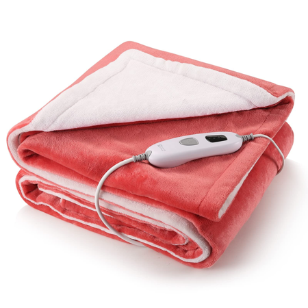 Electric Blanket 50*60 Inch Heated Blanket with 6H Auto-off & Overheat Protection & Timer & 4 Heating Levels, for Home Office Use, Machine Washable
