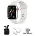 thumbnail image 1 of Refurbished Apple Watch Series 4 Aluminum 40mm (GPS Only, No Cellular) Silver w/ Wireless Earbuds, 1 of 3