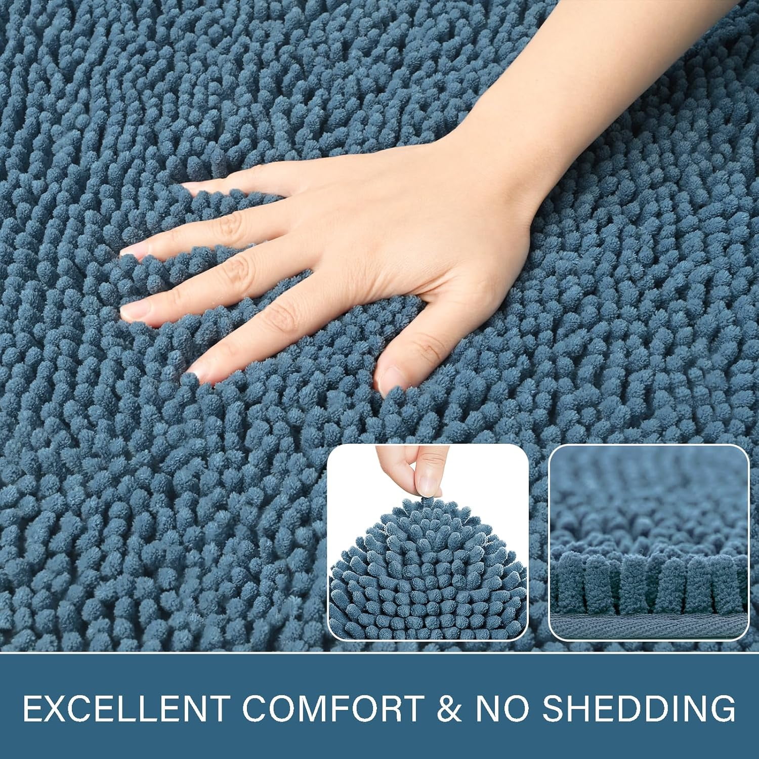 Softlife Luxury Soft Bathroom Non-Slip Rug Shaggy Bath Mat,24"x60",Cobalt blue