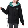 thumbnail image 2 of IROINNID Women's Hooded Winter Jacket Coat Solid Color Long Sleeve Warm Comfortable Loose Tops Long Coat , Black, 2 of 5