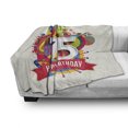 thumbnail image 3 of 75th Birthday Soft Flannel Fleece Throw Blanket, Geometrical Colorful Cartoon Style Design in Vibrant Colors, Cozy Plush for Indoor and Outdoor Use, 60" x 80", Multicolor, by Ambesonne, 3 of 6
