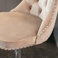 thumbnail image 5 of Swivel Bar Chairs Height Adjustable Upholstered Velvet Bar Stools Chrome base with Tufted Back for Home Pub and Kitchen Island Dining Room(Khaki,Set of 4), 5 of 8