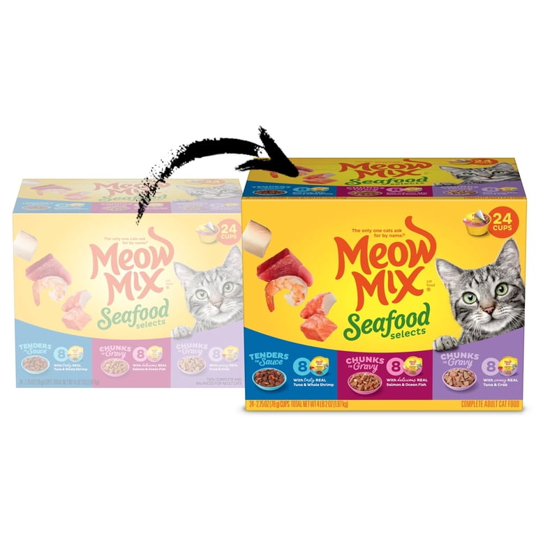 Meow Mix Seafood Selections Variety Pack, Wet Cat Food, 2.75 oz