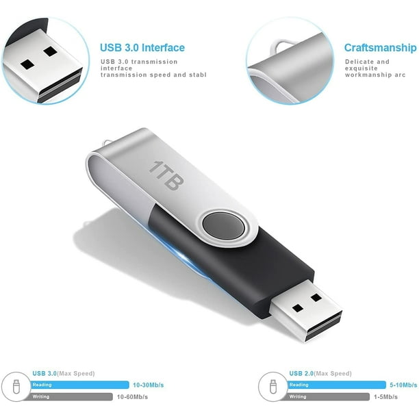 Clé USB 3.0 1 To, clés USB 1000 Go, clé USB 1 To compatible avec  ordinateur/ordinateur portable, stockage de données USB 3.0 