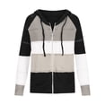 thumbnail image 4 of Cardigans d'Automne pour Femmes 2022 Mode Rayé Bloc de Couleur Manches Longues Cardigan Tricoté à Capuche Manteau Noir G, 4 of 7