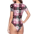 thumbnail image 4 of Naloa Heart Plaid Women's Short-Sleeved Onesie, One-Piece Swimsuit for Parties, dates, clubs - X-Large, 4 of 9