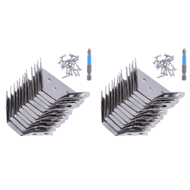 Conectores Esquina Muebles Acero Inoxidable Universal Con Tornillos (12pcs)