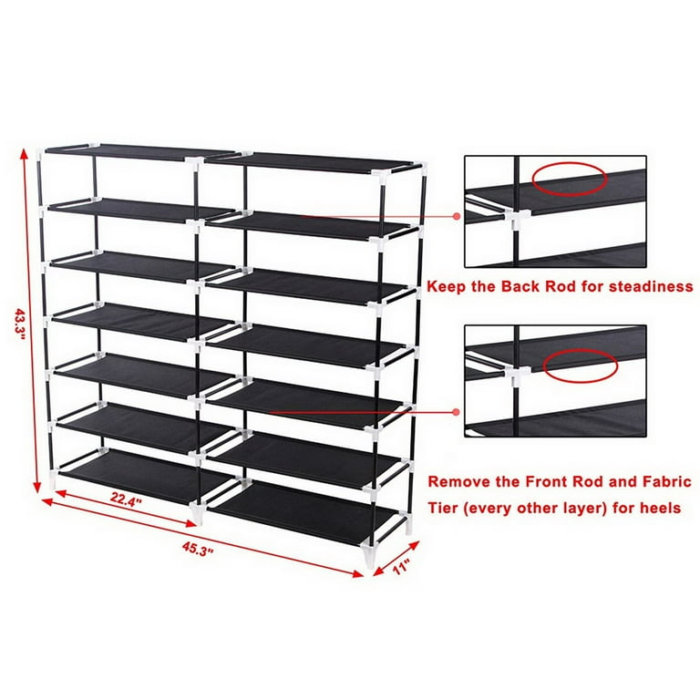 Zimtown 36 Pairs Shoe Rack Shoe Shelf Shoe Storage Cabinet Organizer Space  Saving Shoes Tower with Dustproof Cover Closet, 6 Tiers Double Row, Free  Standing 