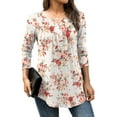 thumbnail image 2 of FOLUNSI Womens Plus Size Tunic Tops Long Sleeve Casual Floral Henley Shirts M-4XL, 2 of 5