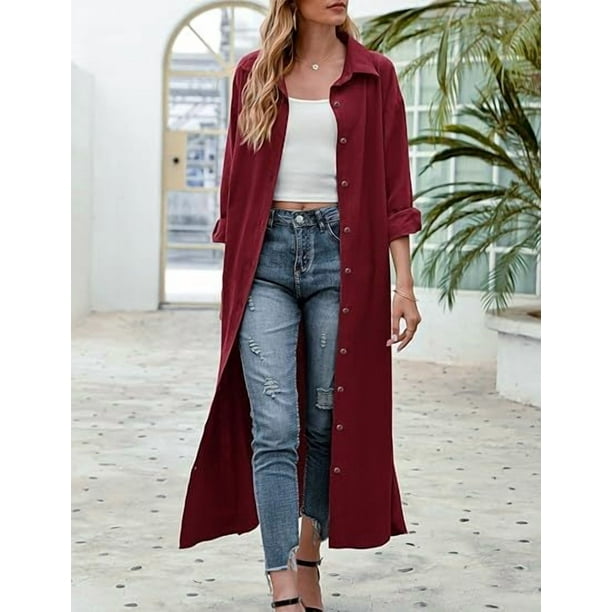 Robe chemise à manches longues en coton et lin pour femmes, chemise boutonnée à revers, été, 2024