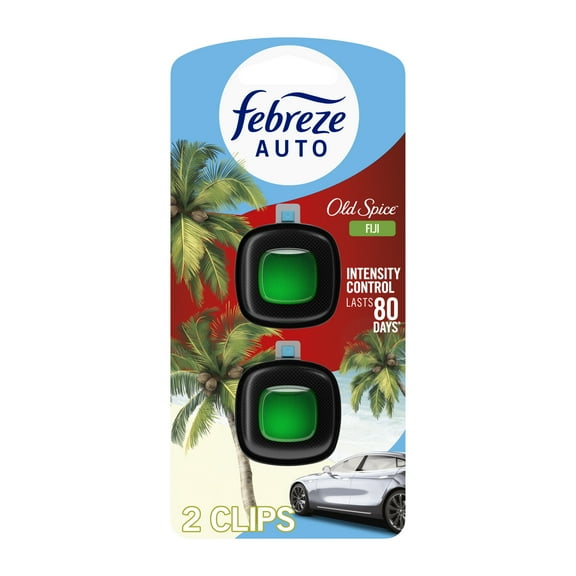 Febreze AUTO Car Air Freshener, Odor-Fighting Car Vent Clip, Old Spice Fiji, 2 Count