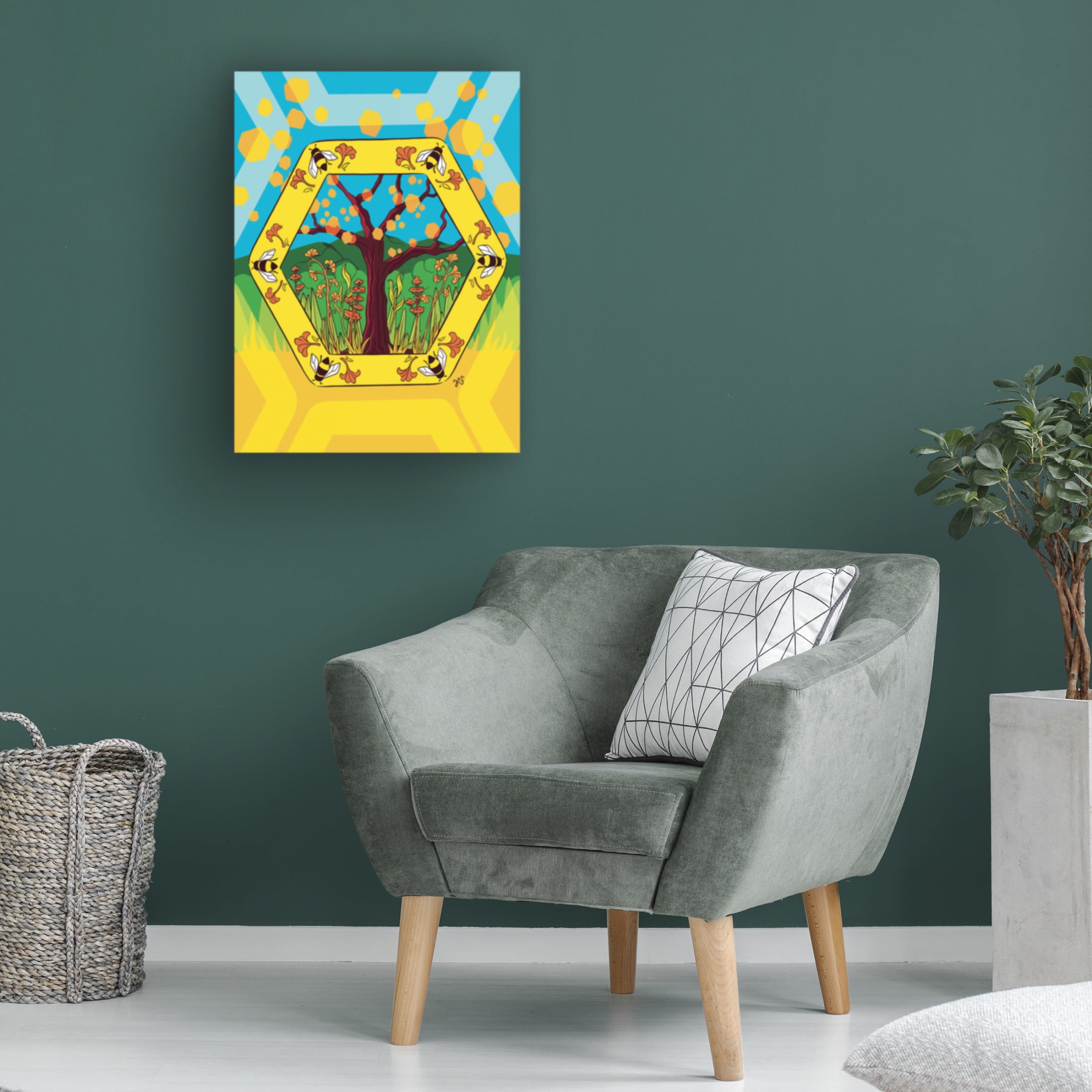 Canvas Wall Art - Rachel Feirman 'Plant a Tree Save a Bee' Wall Art for Living Room, Bedroom, or Office Décor by Trademark Fine Art - 18 x 24 Inches