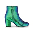 thumbnail image 3 of BLISSFUL STEP Women's Glitter Round Toe Block Heel Ankle Boots Green 8, 3 of 7