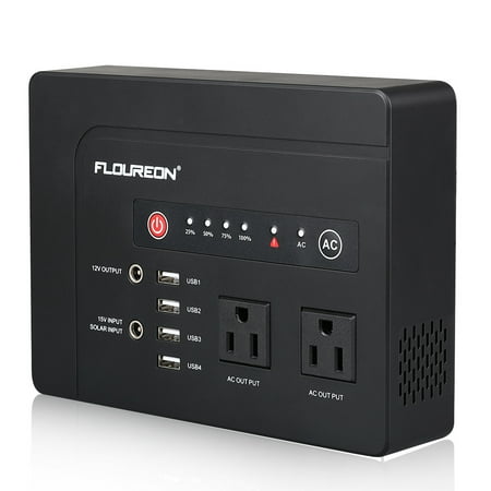 FLOUREON 42000mah Portable Power Station Emergency External Battery Pack Generator Backup, 200W(Max) 120V 2 AC Outlets/4 USB Ports/Solar Input, Power Bank for MacBook Laptop Camera Cellphone and (Best Laptop Power Bank)