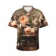 thumbnail image 1 of Balery Vintage Peonies Rustic Charm Camisas hawaianas de manga corta para hombre, camisas playeras de corte holgado, camisas de vacaciones con botones,Small, 1 of 7