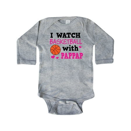 

Inktastic I Watch Basketball with Pappap Gift Baby Girl Long Sleeve Bodysuit