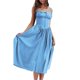 thumbnail image 4 of Vestido Largo Túnica Vestido ajustado de mujer Estilo sexy Vestido de encaje elegante Una línea Botón Traje de vacaciones Ygjytge L Azul para Mujer, 4 of 8