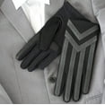 thumbnail image 3 of isotoner Mens Spandex Touchscreen Chevron Detail Gloves Fleece Lining BLACK-L, 3 of 5