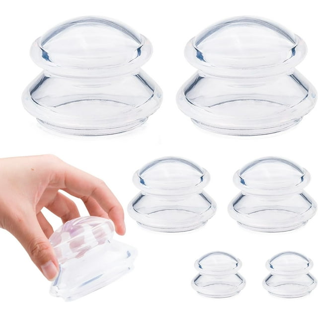 6PCS Silicone Cupping Set, 3 Sizes Cupping Cups, Clear Cupping Kit for Massage Therapy, Suction Cup Therapy without Fire, Cupping Kit at Home, Relax Presents (Transparent)