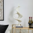 thumbnail image 2 of 10" x 28" White Polystone Abstract Sculpture with Black Base, by DecMode, 2 of 8