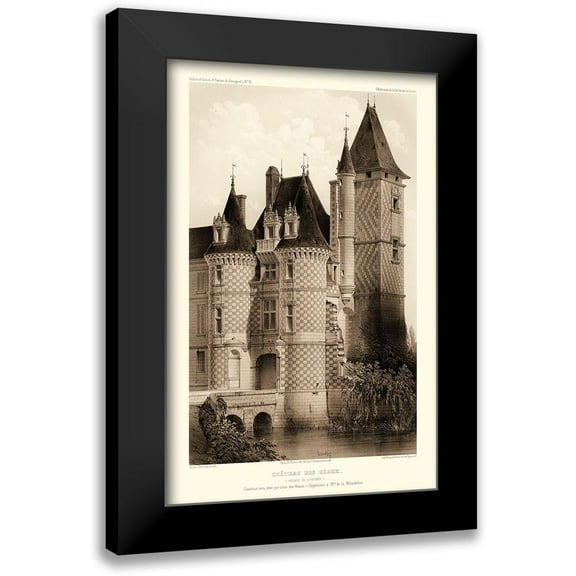 Petit, Victor 10x14 Black Modern Framed Museum Art Print Titled - Sepia Chateaux VII