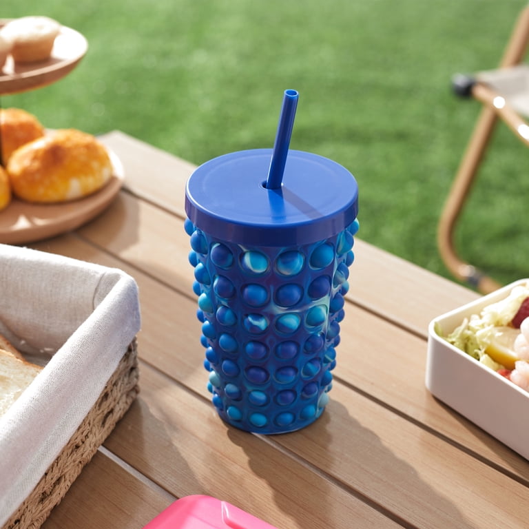 Your Zone 16 oz Pop It Water Tumbler in Blue with Silicone Bubble