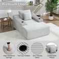 thumbnail image 4 of Trustyue 67" Oversized Chaise Lounge Sofa Bed, Corduroy Boneless Sleeper Sofa with 2 Pillows & 2 Cup Holders, Plush Cloud Couch for Living Room, No Assembly Required (Light Gray), 4 of 11