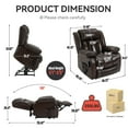 thumbnail image 2 of Newest Dual Motor Infinite Position Up to 350 LBS Electric Medium size Genuine Leather Brown Power Lift Recliner Chair with 8-Point Vibration Massage , Lumbar Heating, 2 of 9
