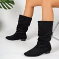 thumbnail image 6 of Willtoo Women's Faux Suede Mid Calf Boots, Slouchy Ruched Flat Boots with Pointed Toe, Comfortable Pull-On Low Heel Casual Shoes, 6 of 6