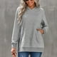 thumbnail image 3 of Sudadera informal con cuello redondo y manga larga de color puro, sudadera con capucha gris claro para mujer XL, 3 of 8