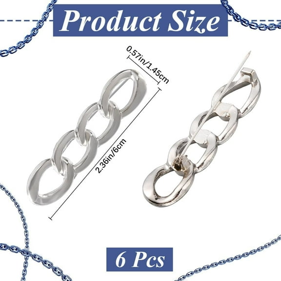 1set 1 box 6pcs Pant Waist Tightener Adjustable Jeans Button Chain Shape Alloy Jean Pins No Sew No Tools Instant Detachable Decorative Waist Buckles for Loose Jeans Skirts Sleeves