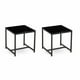 thumbnail image 5 of Mesa de noche de vidrio negro, Mesa lateral de tablero de fibra de densidad media, pequeña mesa de café, Mesa de sofá con piernas metálicas, 5 of 5