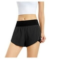 thumbnail image 5 of Munlar Fitness Women's Workout Shorts Mid Rise Black Pull on Light Plus Size Loose Solid Shorts, 5 of 5