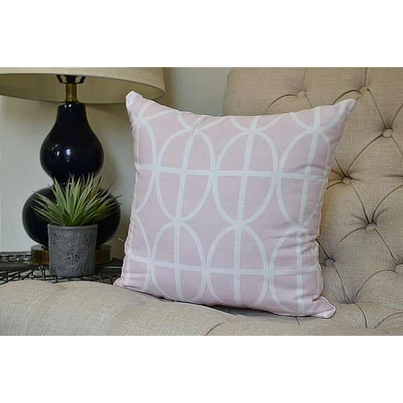26 x 26 inch, Ovals and Stripes Geometric Print Pillow, Pink