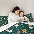 thumbnail image 4 of Homewish Kawaii Gingerbread Man 7-Piece Bedding Comforter Set,Cute Christmas Snowman King Bedding Sets,Green Brown White Bed Sheets For Girls Kids,Breathable Home Decor Reversible, 4 of 8