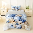 thumbnail image 2 of jejeloiu Sea Beach Shell Twin Comforter Sets Kids,Coastal Style Ocean Starfish Bedding Set,Reversible,2 Pieces, 2 of 8