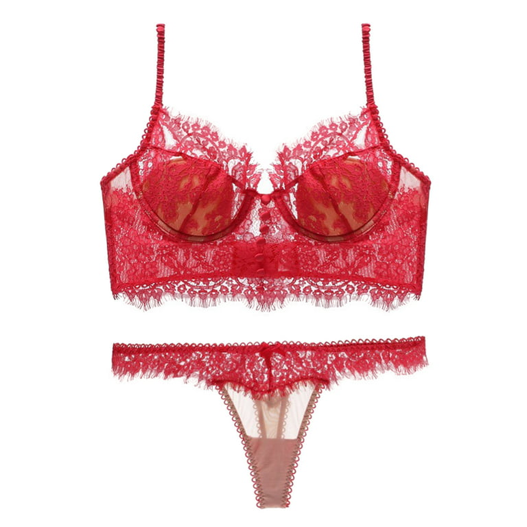  LANREN Women's Bra Large Size Bra Solid Color Deep V Lingerie  Tie Single Bra Gathered (Color : Red, Cup Size : 80B) : Clothing, Shoes &  Jewelry