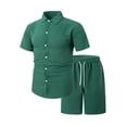 thumbnail image 4 of Frnrwgo 2 Piece Casual Set for Men Short Sleeve Button Down Shirts and Elastic Waist Drawstring Shorts Breathable Lightweight Summer Beach Outfits, 4 of 4
